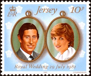 Prince Charles and Lady Diana Spencer (blue background)