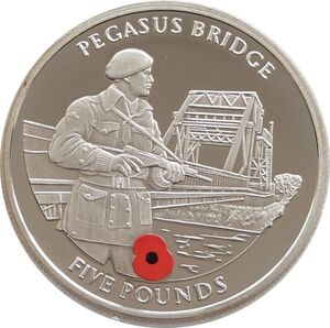 Coin: 5 Pounds (Battle of Pegasus bridge) (Gibraltar(1994~2019 - D-Day