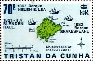 Stamp: Map of wrecks off Inaccessible Is (Tristan da Cunha(Shipwrecks ...