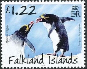 Stamp: Macaroni Penguin (Eudyptes chrysolophus) (Falkland Islands