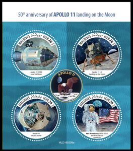 Stamp: 50th Anniversary of Apollo 11 Landing on the Moon (Maldives ...