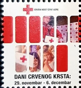 Red Cross Workers, Children, Flag