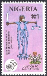 Stamp Justice To All Nations Nigeria 50th Anniversary Of United Stamp Justice To All Nations Nigeria 50th Anniversary Of United