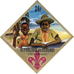 Boy scout & cub scout giving scout sign