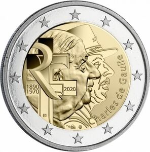 Madeni paralar: 2 Euro (General Charles de Gaulle) (Fransa(2001