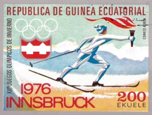 Stamp: Cross-country skiing (Equatorial Guinea(Winter Olympics 1976 ...