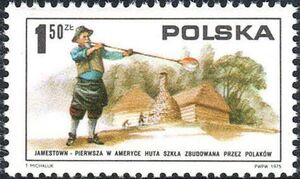 Polish glass blower and glass works, Jamestown, 1608