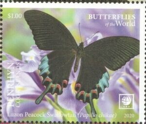 Stamp: Luzon Peacock Swallowtail (Papilio chikae) (Penrhyn(Butterflies ...