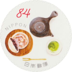 Stamp: Plum Rice Cakes and Green Tea (Japan) (Delicious Japan (Series 1 ...