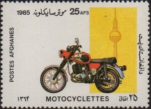 MZ motorcycle and T.V. Tower, Berlin