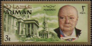 Winston Spencer Churchill and National-Galery with St.-Marti