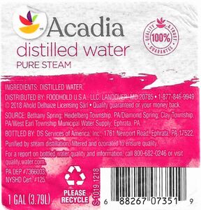 Drink Label: Acadia (DS Services of America, Inc., United States of ...