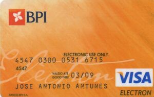 Tarjeta de Banco: Banco BPI (BPI, PortugalCol:PT-VE-0027.03