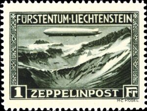 Zeppelin over Naafkopf Falknis Range