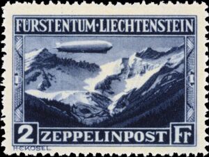 Zeppelin over Naafkopf Falknis Range