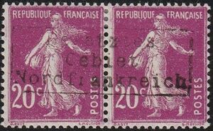 overprint on Semeuse camée - Paire surchargée