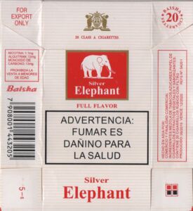 Cigarette Pack: Silver Elephant full flavor (China, People's  RepublicCol:CN-CT-3256 🚬