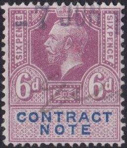 Stamp: King George V Contract Note (United Kingdom: Revenue Stamps ...