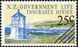 Stamp Puysegur Point Lighthouse surcharged (New Zealand(Life Insurance