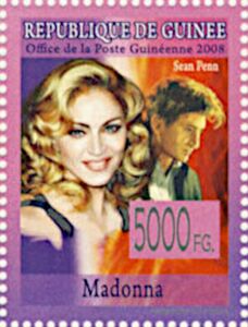 Stamp: Madonna and Sean Penn (Guinea(Madonna (2008)) Mi:GN 5651