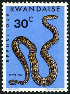Timbre: African Rock Phyton (Python sebae) (Rwanda(Serpents) Mi:RW 202A ...