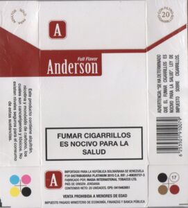 Cigarette Pack: Anderson full flavor (VenezuelaCol:VE-CT-0158 🚬