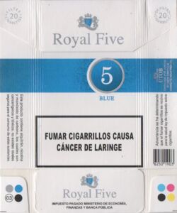 5 cigarette pack Cigarette Pack: Royal Five Blue (Venezuela(Royal Five Blue) Col:VE-CT-0161  🚬
