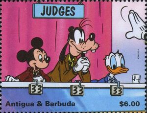 Mickey, Goofy and Donald Judging Gymnastics