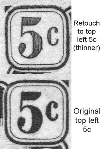 River with Canoe and Huts (with Retouch) (Violet Overprint)