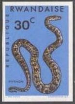Stamp: African Rock Python (Python sebae) (Rwanda(Snakes) Mi:RW 202B