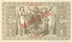 Banknote: 1,000 Mark (Germany) (1910 Issue - Reichsbanknote, Imperial ...