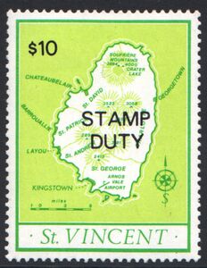 Stamp: Map of St. Vincent (Saint Vincent and The Grenadines(Stamp Duty ...