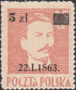 Romuald Traugutt surcharge 5zł on 25gr