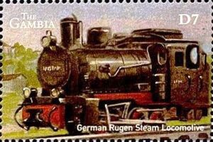 Stamp: German Rugen steam locomotive (Gambia(Trains (2001)) Mi:GM 5088 ...