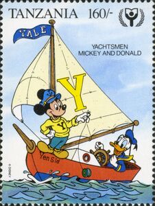 The letter "Y" - Yachtsmen Mickey Mouse and Donald Duck