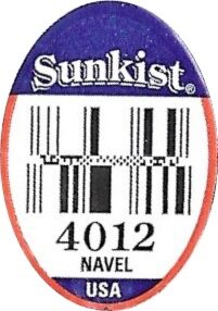 Fruit Sticker: Sunkist Navel #4012 (United States of AmericaCol:US-FR ...
