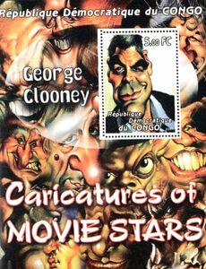 Stamp: Caricatures of Movie Stars George Clooney (Congo, Dem. Rep
