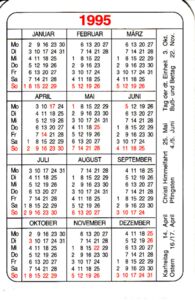 Pocket Calendar: Taschenkalender sammelt und tauscht Sylvia Czerwinski  (Germany, Federal Republic(Advertising) Col:BRD-1995-Adv-005