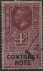 Stamp: Contract Note George V 4/- (United Kingdom: Revenue Stamps ...