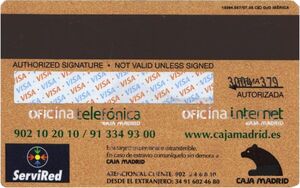 Tarjeta de Banco: Visa Oro (Caja de Madrid, EspañaCol:ES-VI-0895