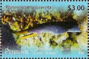 Stamp: Rhinomuraena quaesita (Penrhyn(Fishes (II)) Mi:CK-PE 738,Yt:CK