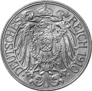 Moneta 25 Pfennig A D E F G J Niemcy Cesarstwo 1873 1914 Goldmark Wcc Km18