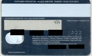 Bank Card: Commercial (Transact Payments,Ltd, United Kingdom of Great ...