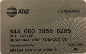 Phonecard: Universal Leaf Tobacco Co - Corporate Card (AT&T (ATT ...