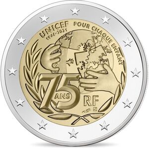 Moeda: 2 Euro (75 years since the founding of Unicef) (França(2001