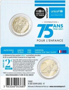 Moeda: 2 Euro (75 years since the founding of Unicef) (França(2001