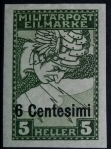 Merkur with overprint in Centesimi