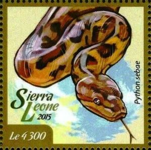 Stamp: Central African rock Python (Python sebae) (Sierra Leone(Fauna ...