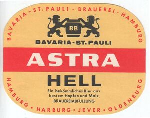 Drink Label: Astra Hell (Bavaria Brauerei Hamburg, Germany, Federal ...