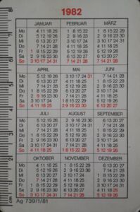 Pocket Calendar: Florena (Germany, Democratic Republic (DDR